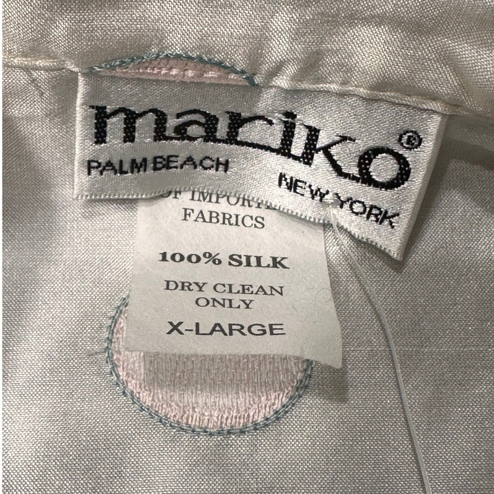 Mariko NWT Silk Duster Jacket SZ XL White Pink Polka Dot Embroidered Long Coat - Picture 7 of 14